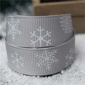 Go Grosgrain - Snowflakes Silver/White